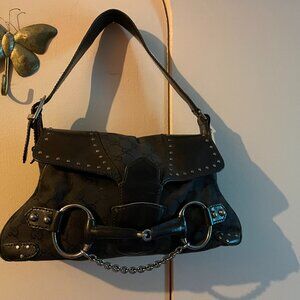 Gucci horsebit monogram shoulder strap bag